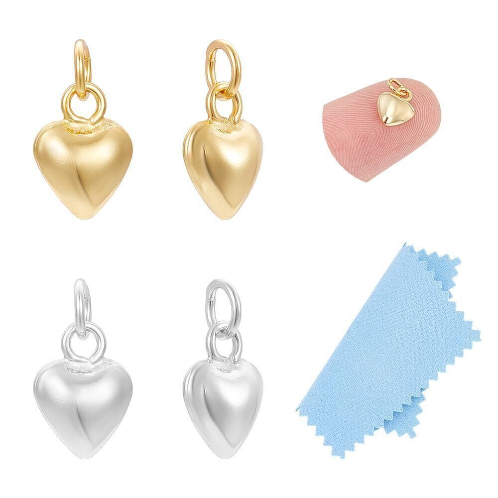 2953 4Pcs 2 Colors Puffy Heart Charm Peach Heart Charms Tiny Love Charms